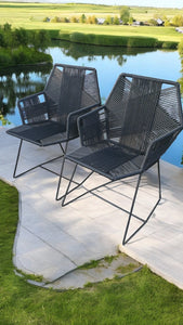 Outdoor dining rope chairs Hexagon design