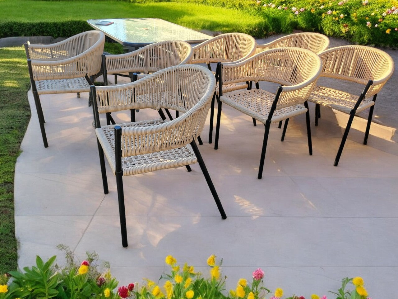 Outdoor dining rope chairs Lounge design