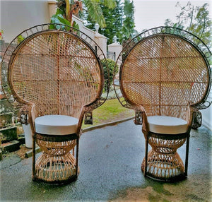 Rattan Peacock Chairs Vintage Set freeshipping - PATIO GURU SHOP